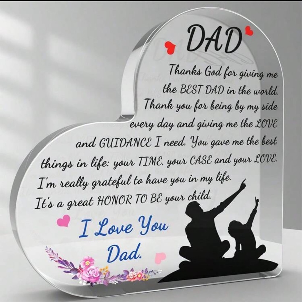 Heart-Shaped Engraved Plaque for Dad - PERFECT FATHER’S DAY GIFT!